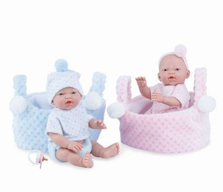 Marina & Pau 200-AP Panenka - koupací miminko New Born holčička v košíčku - 21 cm