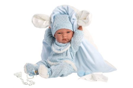 Llorens 73859 NEW BORN CHLAPEČEK - realistická panenka miminko s celovinylovým tělem - 40