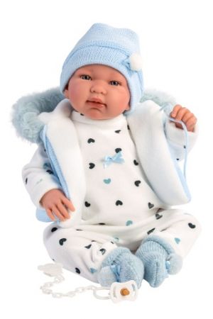 Llorens 84439 NEW BORN - realistická panenka miminko se zvuky a měkkým látkovým tělem - 44