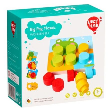 Lucy & Leo 220 Barevná mozaika - dřevěná hra s velkými kolíky a předlohami