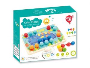 Lucy & Leo 321 Mozaika s pinzetou a vyšívání - dřevěný herní set s předlohami