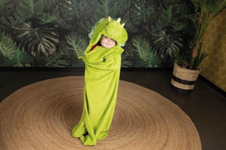 Cozy Noxxiez BL826 Dinosaurus - hřejivá deka s kapucí se zvířátkem a tlapkovými kapsami