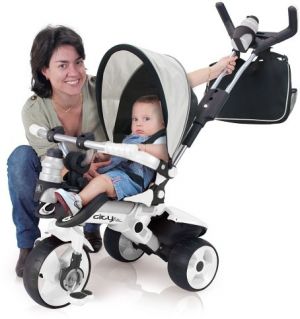 INJUSA 327 Dětská evoluční šlapací tříkolka s vodicí tyčí CITY MAX