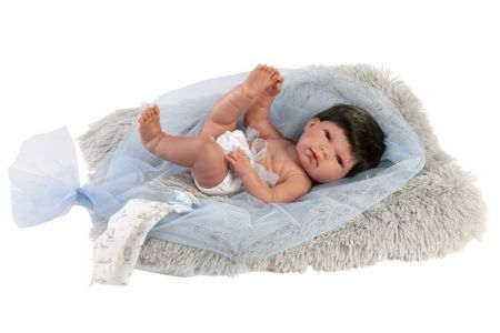 Llorens 73803 NEW BORN CHLAPEČEK - realistická panenka miminko s celovinylovým tělem - 40