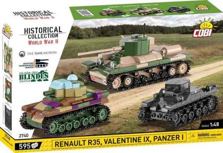 COBI 2740 3 tanky: Panzer I, Valentine IX, Renault R, 1:35, The Tank Museum, Les Blindes i