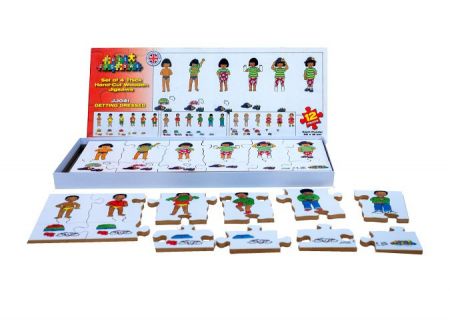 Just Jigsaws 041 Oblékání - dřevěný puzzle set 4 x 12 dílů