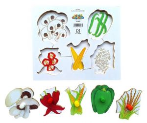 Just Jigsaws 153 Loupeme a krájíme plodiny 4 - dřevěné deskové puzzle 6 dílů