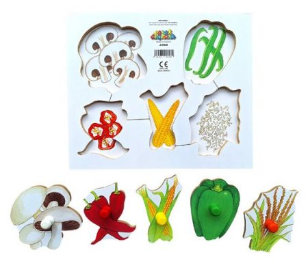 Just Jigsaws 153 Loupeme a krájíme plodiny 4 - dřevěné deskové puzzle 6 dílů