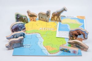 Just Jigsaws 770 Afrika a její zvířata - dřevěné puzzle 16 dílů a 10 zvířat