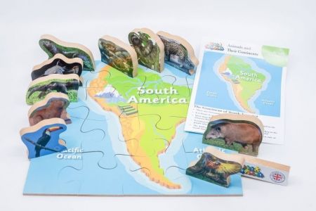 Just Jigsaws 772 Jižní Amerika a její zvířata - dřevěné puzzle 16 dílů a 10 zvířat