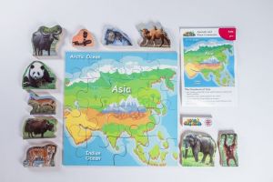 Just Jigsaws 773 Asie a její zvířata - dřevěné puzzle 16 dílů a 10 zvířat
