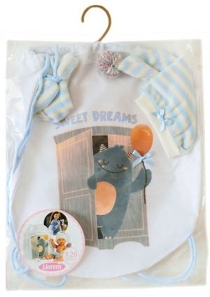 Llorens M26-313 obleček pro panenku miminko NEW BORN velikosti 26 cm s doplňky