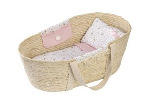Llorens 201 - Mojžíšův košík pro panenku s povlečením a s doplňky