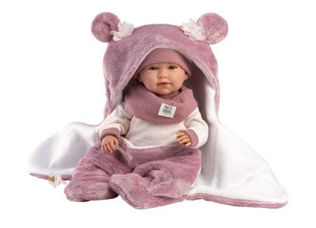 Llorens 74130 NEW BORN - realistická panenka miminko se zvuky a měkkým látkovým tělem - 42