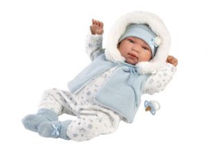 Llorens 84485 NEW BORN - realistická panenka miminko se zvuky a měkkým látkovým tělem - 44