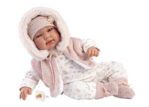 Llorens 84486 NEW BORN - realistická panenka miminko se zvuky a měkkým látkovým tělem - 44