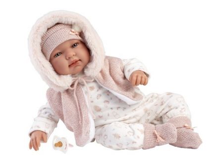 Llorens 84486 NEW BORN - realistická panenka miminko se zvuky a měkkým látkovým tělem - 44