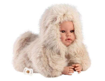 Llorens 74504 NEW BORN - realistická panenka miminko se zvuky a měkkým látkovým tělem - 45