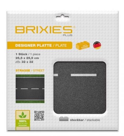 BRIXIES Plus 225.005 Designová podložka na stavění - rovná silnice 25,5 x 25,5 cm