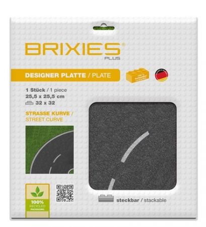 BRIXIES Plus 225.006 Designová podložka na stavění - zatáčka 25,5 x 25,5 cm