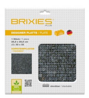 BRIXIES Plus 225.003 Designová podložka na stavění - dlažební kostky 25,5 x 25,5 cm