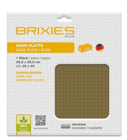 BRIXIES Plus 225.022 Základní podložka na stavění - tmavě hnědá 25,5 x 25,5 cm
