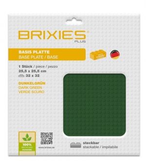 BRIXIES Plus 225.023 Základní podložka na stavění - tmavě zelená 25,5 x 25,5 cm