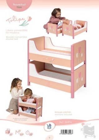 DeCuevas 54274 Postýlka pro panenky dřevěná 2 v 1 Tulipe 2025