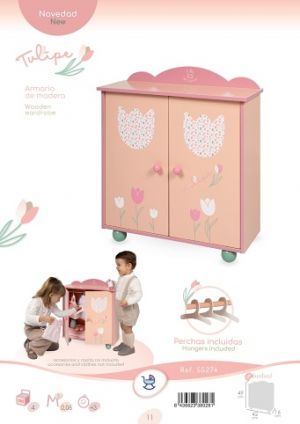 DeCuevas 55274 Dřevěná šatní skříň pro panenky s doplňky Tulipe 2025