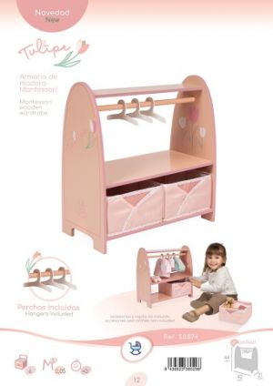 DeCuevas 55874 Dřevěný šatní věšák na oblečení pro panenky Tulipe 2025