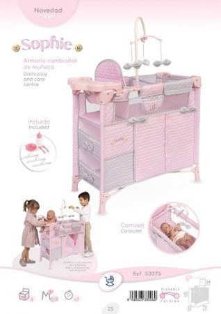 DeCuevas 53075 Skládací postýlka pro panenky s 5 funkčními doplňky Sophie 2025