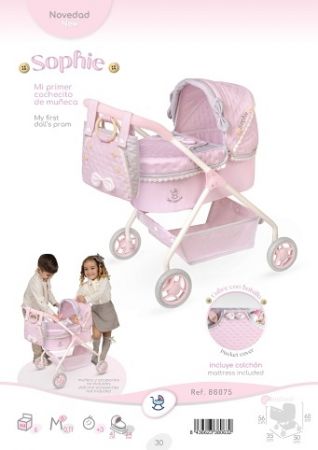 DeCuevas 86075 Můj první kočárek pro panenky s taškou Sophie 2025 - 56 cm