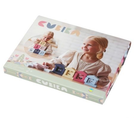 CUBIKA Pastel 15962 Barevné domečky - dřevěná stavebnice 30 dílů