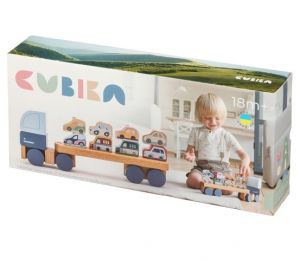CUBIKA Pastel 15924 Kamion s auty - dřevěná skládačka 12 dílů