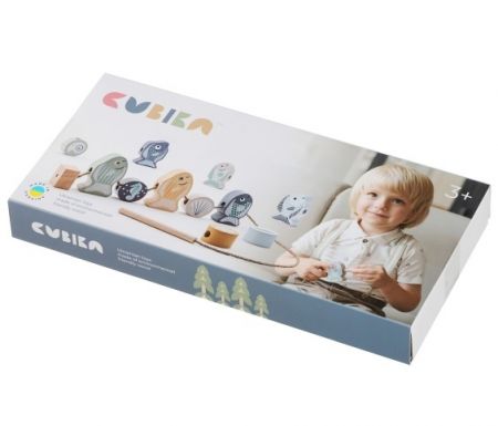 CUBIKA Pastel 16020 Navlékací ryby a mořští živočichové - navlékací set - 13 dřevěných díl