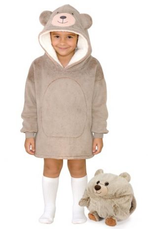 Cozy Noxxiez CH308 Medvěd - hřejivá televizní mikinová deka s kapucí pro děti 3 - 6 let