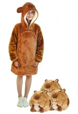 Cozy Noxxiez CH327 Kapybara - hřejivá televizní mikinová deka s kapucí pro děti 7 - 12 let