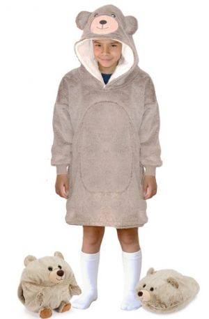 Cozy Noxxiez CH328 Medvěd - hřejivá televizní mikinová deka s kapucí pro děti 7 - 12 let