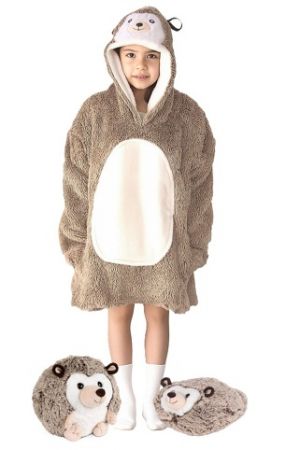 Cozy Noxxiez CH329 Ježek - hřejivá televizní mikinová deka s kapucí pro děti 7 - 12 let