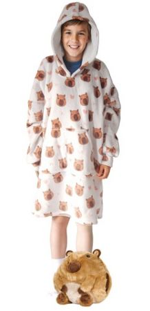 Cozy Noxxiez CH342 Kapybara potisk - hřejivá televizní mikinová deka s kapucí pro děti 7 -