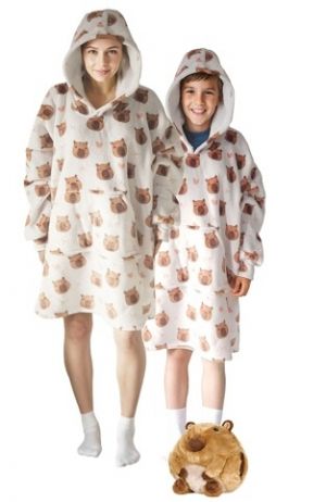 Cozy Noxxiez CH372 Kapybara potisk - hřejivá televizní mikinová deka s kapucí pro teenager