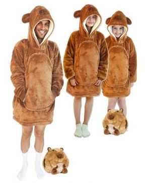 Cozy Noxxiez CH364 Kapybara - hřejivá televizní mikinová deka s kapucí pro teenagery a dos