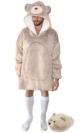 Cozy Noxxiez CH365 Medvěd - hřejivá televizní mikinová deka s kapucí pro teenagery a dospě