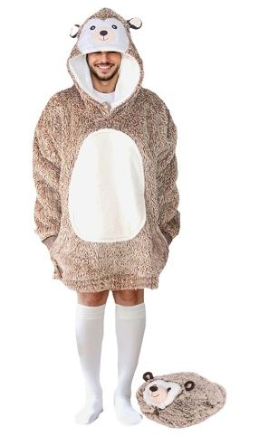 Cozy Noxxiez CH366 Ježek - hřejivá televizní mikinová deka s kapucí pro teenagery a dospěl