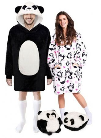 Cozy Noxxiez CH367 Panda - hřejivá televizní mikinová deka s kapucí pro teenagery a dospěl