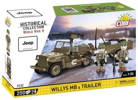 COBI 3132 II WW Willys MB s přívěsem, 1:35, 200 k, 2 f