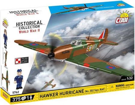 COBI 5762 II WW Hawker Hurricane No 302 Sqn. RAF, 1:32, 375 k, 1 f