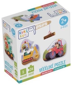 KukiKuk 80060 - Véééliké puzzle Stavební stroje