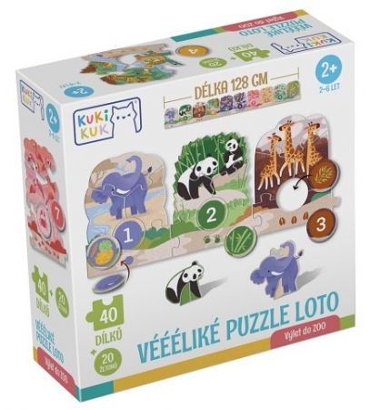 KukiKuk 80056 - Véééliké puzzle loto Výlet do ZOO
