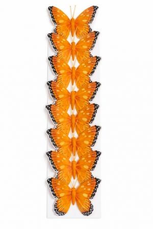 Dekorační motýlek s magnetkem – 12 cm oranžový 10 ks 